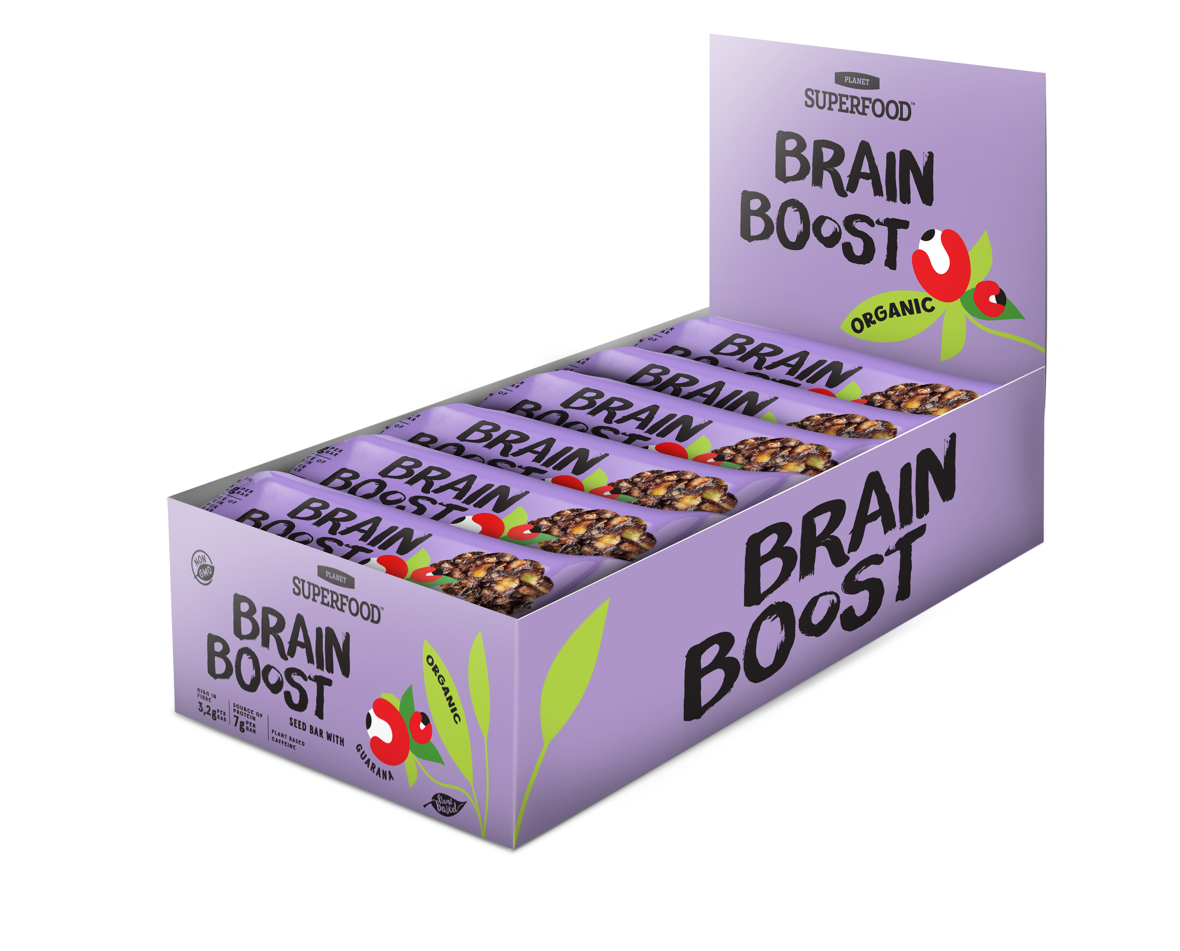SAATENRIEGEL „BRAIN BOOST“, BIO, MIT GUARANA, 24 STK.