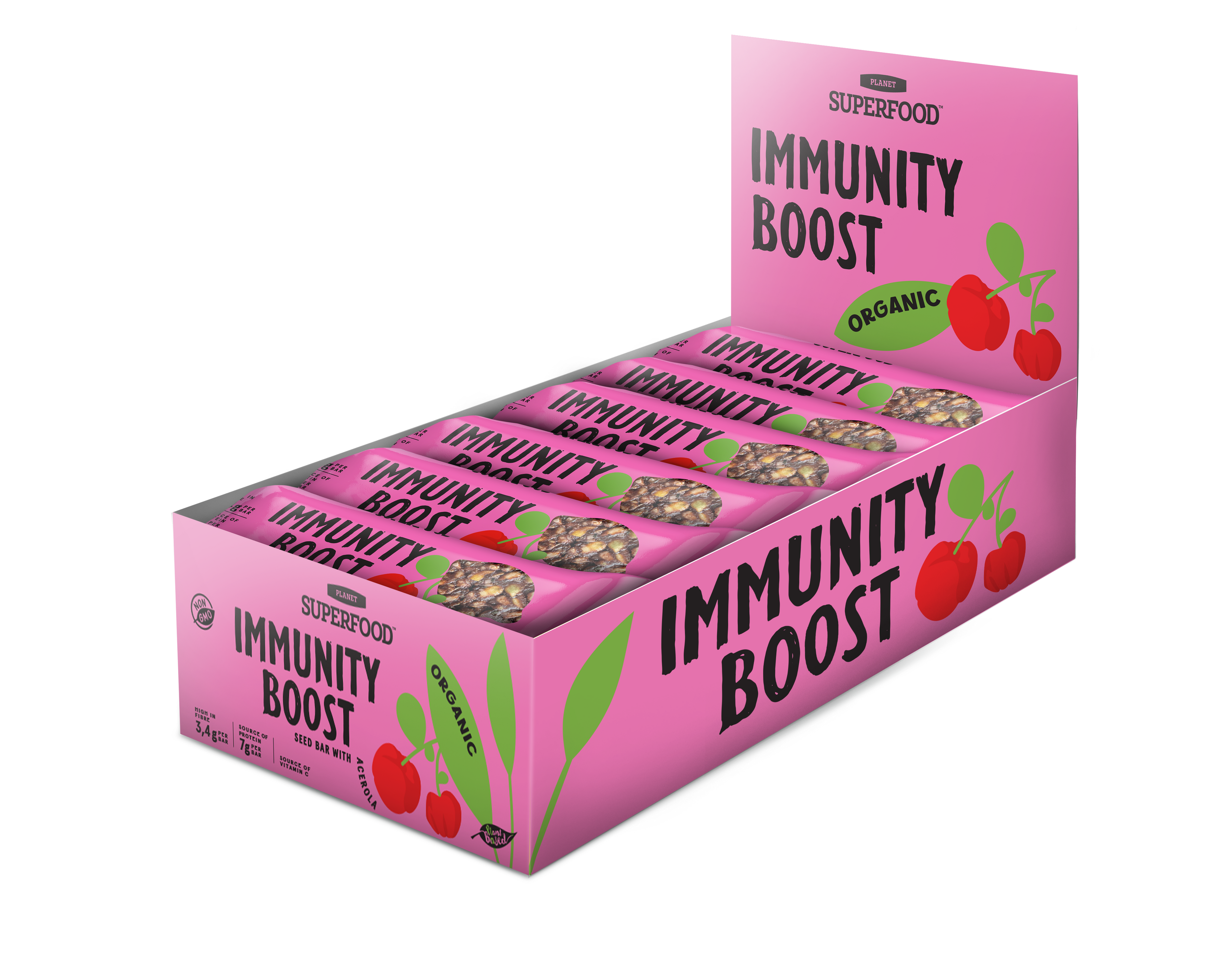 SAATENRIEGEL „IMMUNITY BOOST“, BIO, MIT ACEROLA, 24 STK.