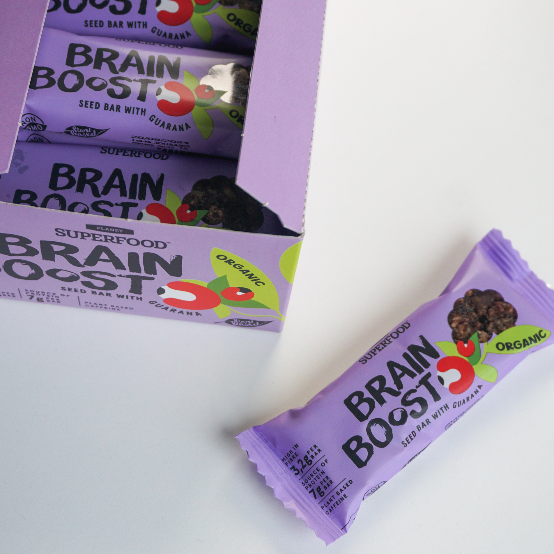 SAATENRIEGEL „BRAIN BOOST“, BIO, MIT GUARANA, 24 STK.