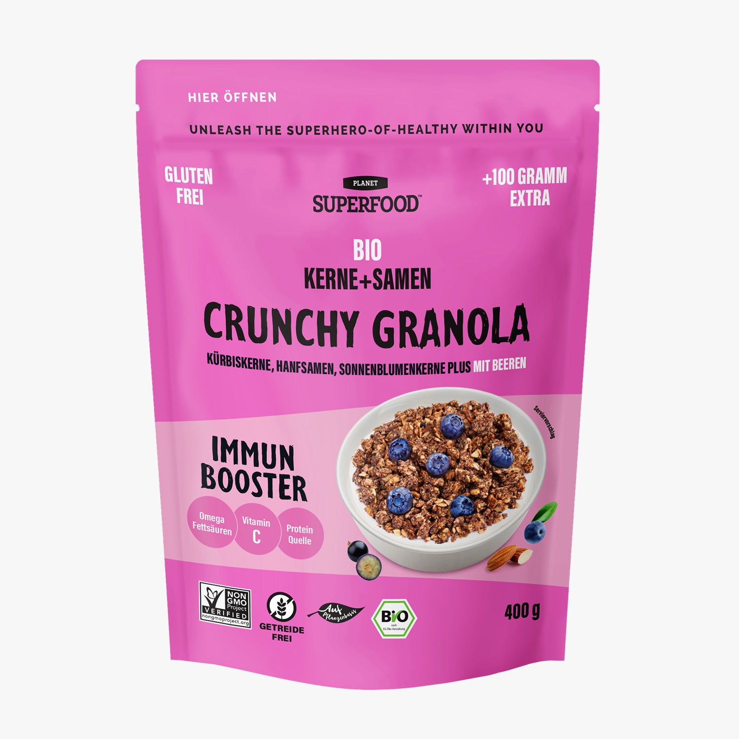 IMMUNITY BOOST Bio-Samen-Granola – Frische Beeren