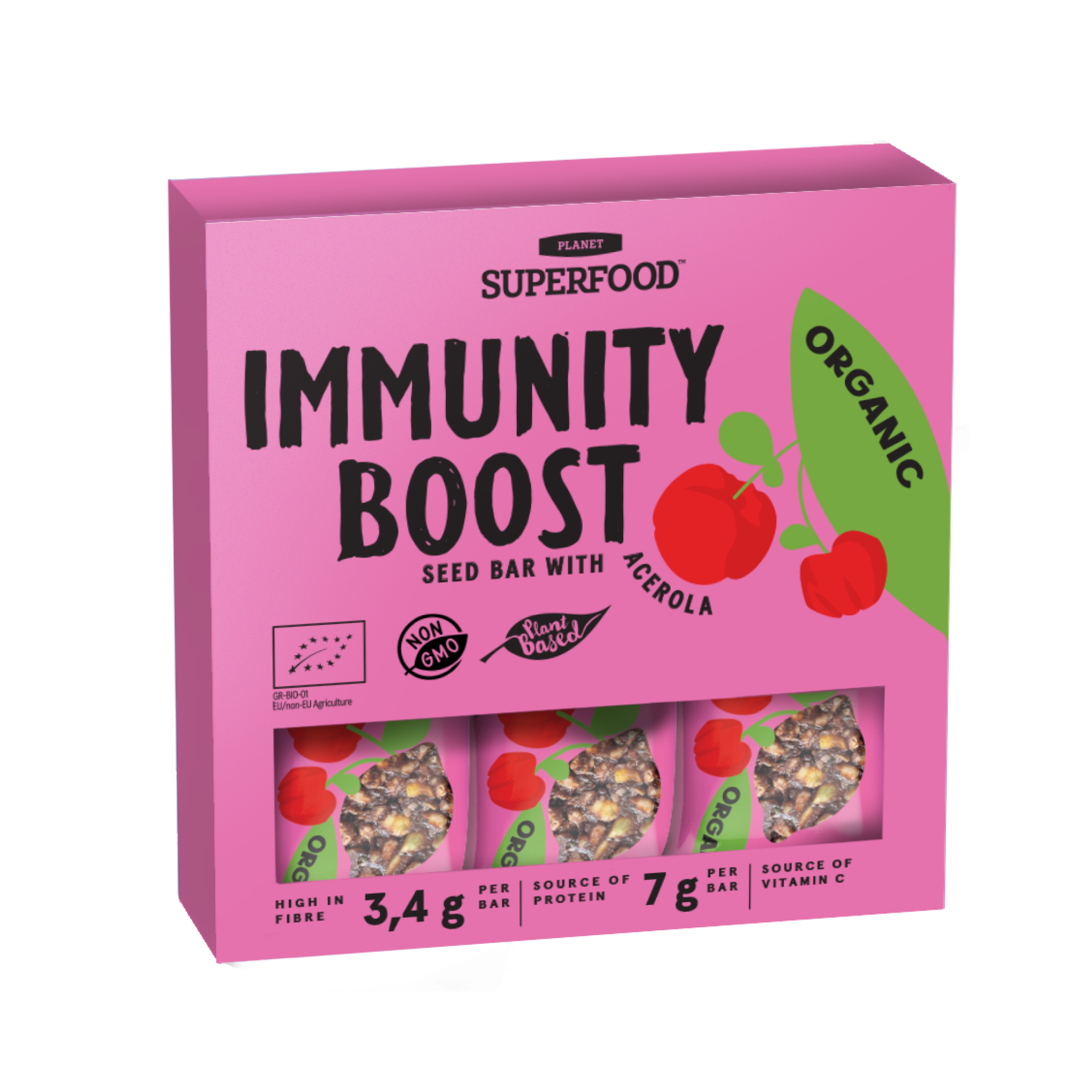 SAATENRIEGEL „IMMUNITY BOOST“, BIO, MIT ACEROLA, 3 STK.