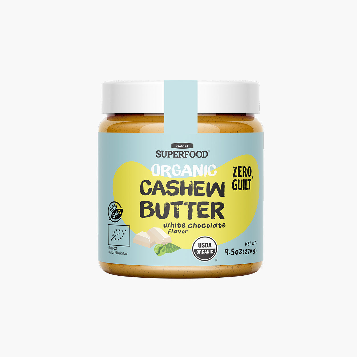 Bio-Cashewcreme mit weißem Schokoladengeschmack und grünen Kaffeebohnen „Zero Guilt“ Hauptbild